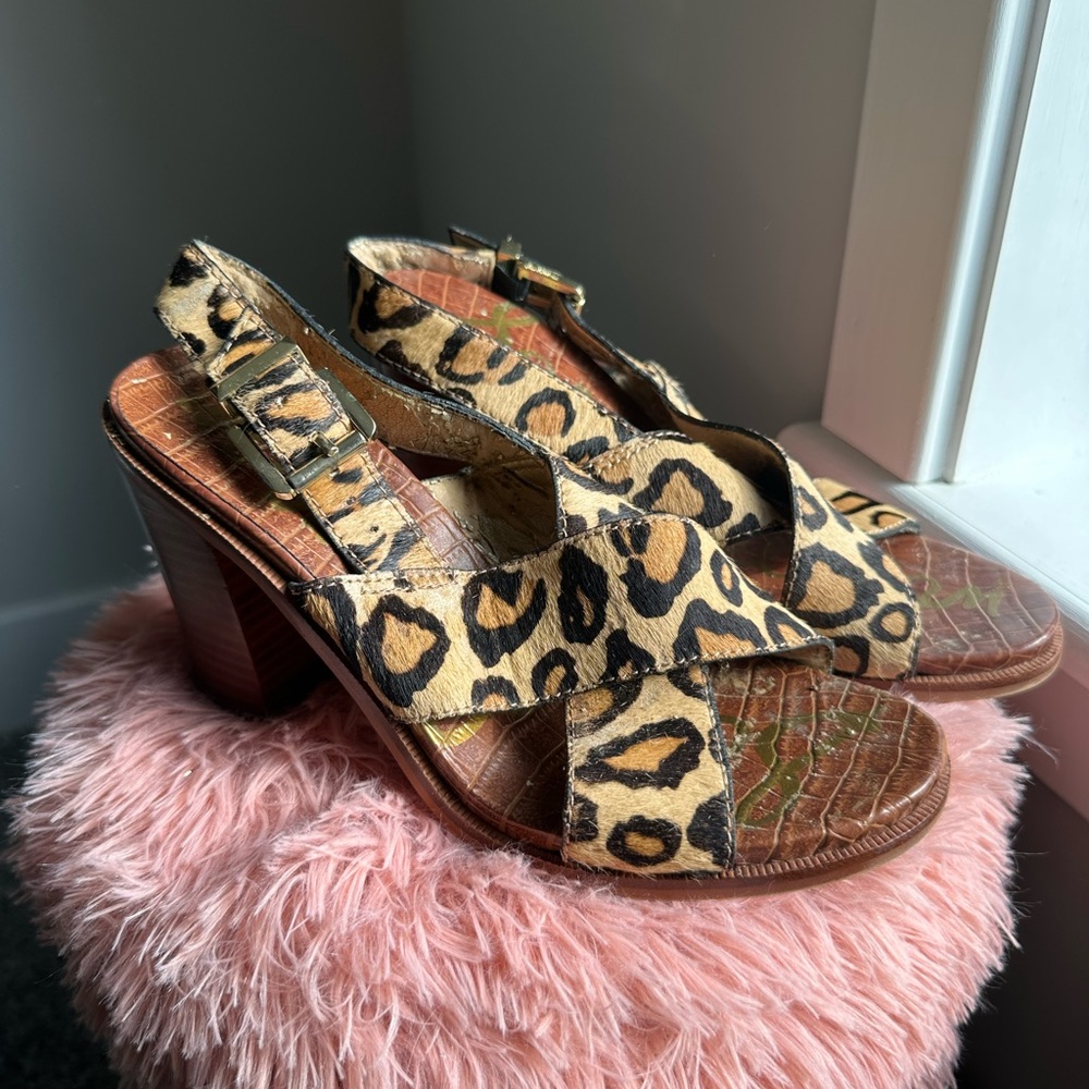 Sam Edelman Calf Hair Leopard Print Heels